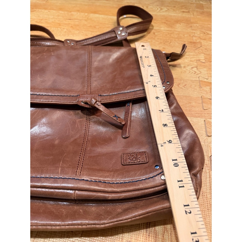 The Sak Brown Leather Convertible Backpack Crossbody Bag Boho Studded - Picture 4 of 5